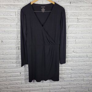 Nine West Dress XL Black V-Neck Long Sleeve Mini Stretch Business Casual BLA161E